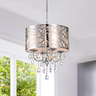 NEW 4Lights Drum Chandelier Modern Crystal Ceiling Light Fixture Pendant Lamp US NEW 4Lights Drum Chandelier Modern Crystal Ceiling Light Fixture Pendant Lamp US